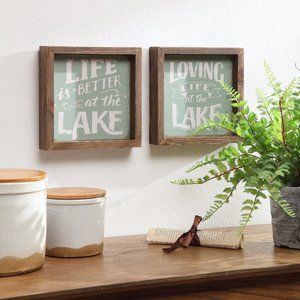 Lake Life Wall Block Decor - Set of 2